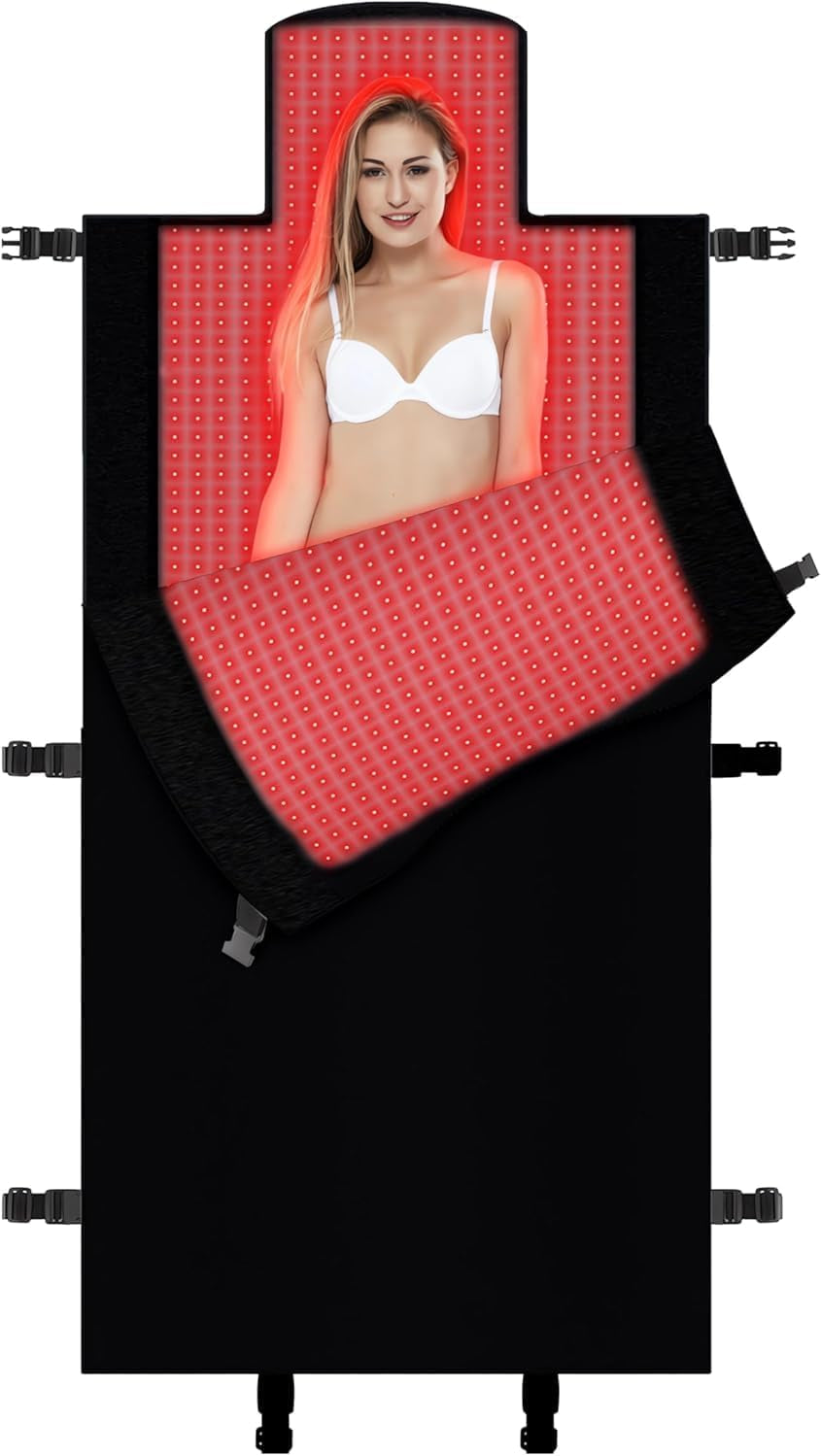 2024 New 3100Pcs Dual Wavelength LED Beads 660Nm&850Nm Red Light Therapy Mat Full Body Used to Relieve Pain 71''X 33''(Black)