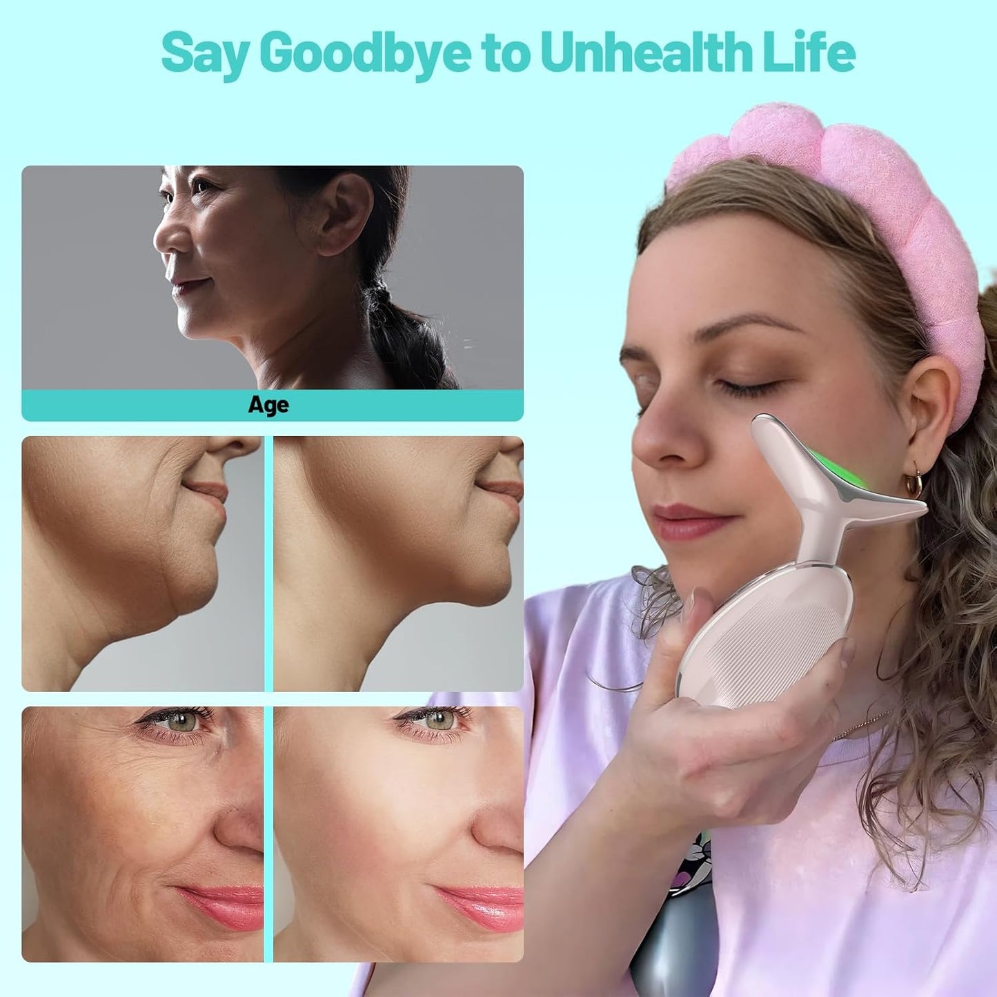Red Light Therapy for Face, LED Face Massager, RED Light Device, At-Home Face Tool for Skin Care