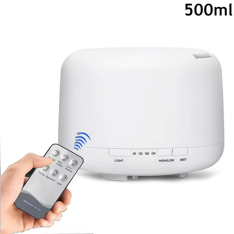 Air Humidifier Essential Oil Diffuser 300ML 500ML Ultrasonic Cool Mist Maker Fogger Humidifier LED Lamp Aroma Diffuser Electric