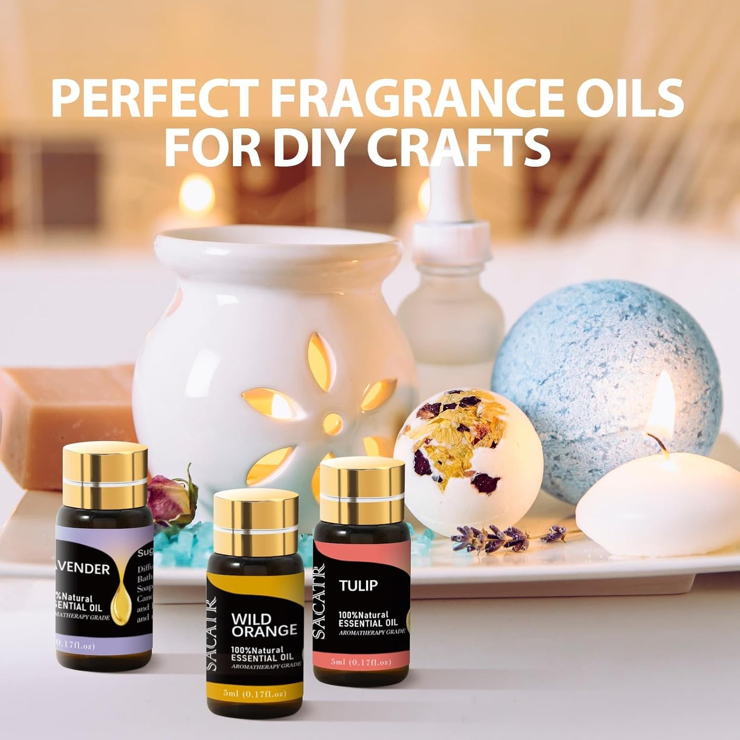 Essential Oils by Natural Essential Oil Set -12 Essential Oils Gift Set for Diffuser, Massage, Fragrance Oil Scent for DIY Candle and Soap Making (12 * 5ML)