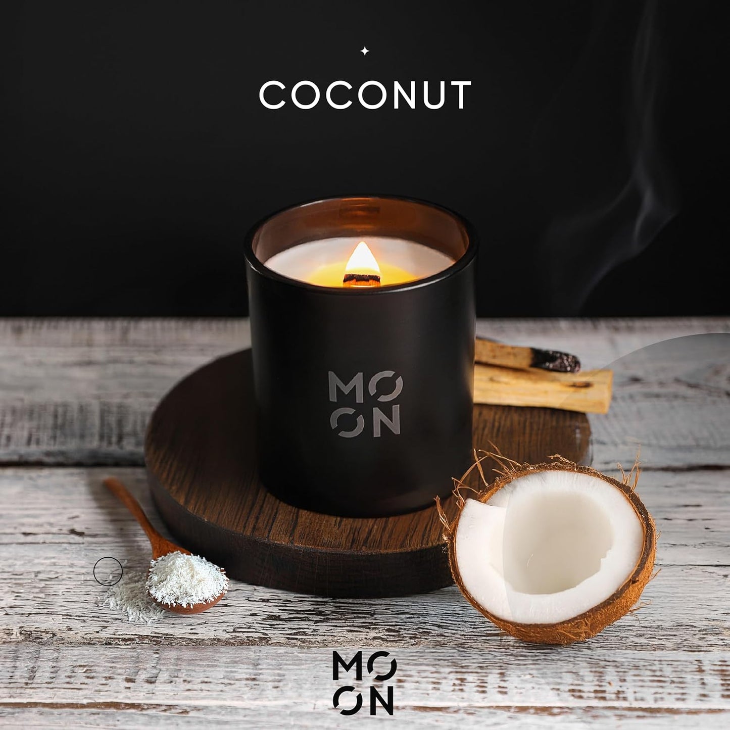 Scented Candles for Men & Women by | Wood Wick Candles That Crackle | Coconut Candle |Clean Non Toxic Candles |Luxury Candles |Coconut Jar Candles|
