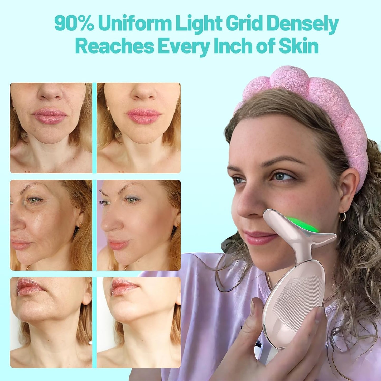 Red Light Therapy for Face, LED Face Massager, RED Light Device, At-Home Face Tool for Skin Care