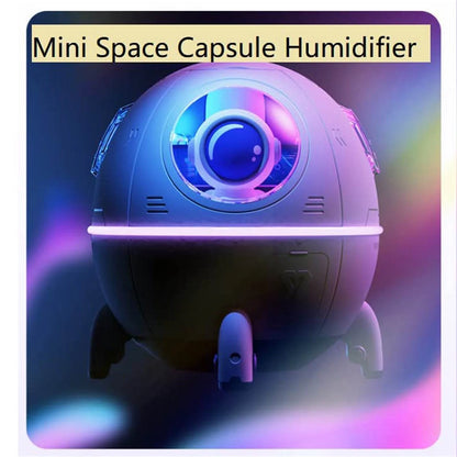 Space Capsule Humidifier, Mini Humidifier, 220Ml Usb Desktop Humidifier for Baby Bedroom Office Home, Colorful Night Mode Dehumidifier for Bedroom