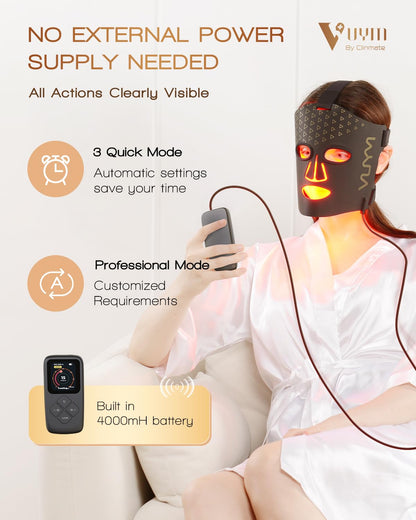 Red Light Therapy Mask for Facial Skincare, Lightweight and Thin with Cordless LCD Controller 292 Leds, Red Light Therapy for Face Brightening anti Aging, Use at Home Travel