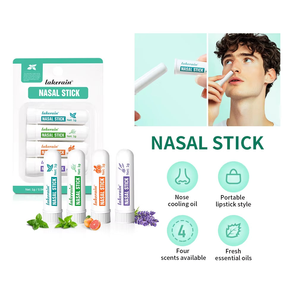 Nasal Stick 4 Pack Boom Long Lasting Effect Refreshing Stick Plant Essential Oil Ingredients Nasal Inhalation Cooling Oil Easy