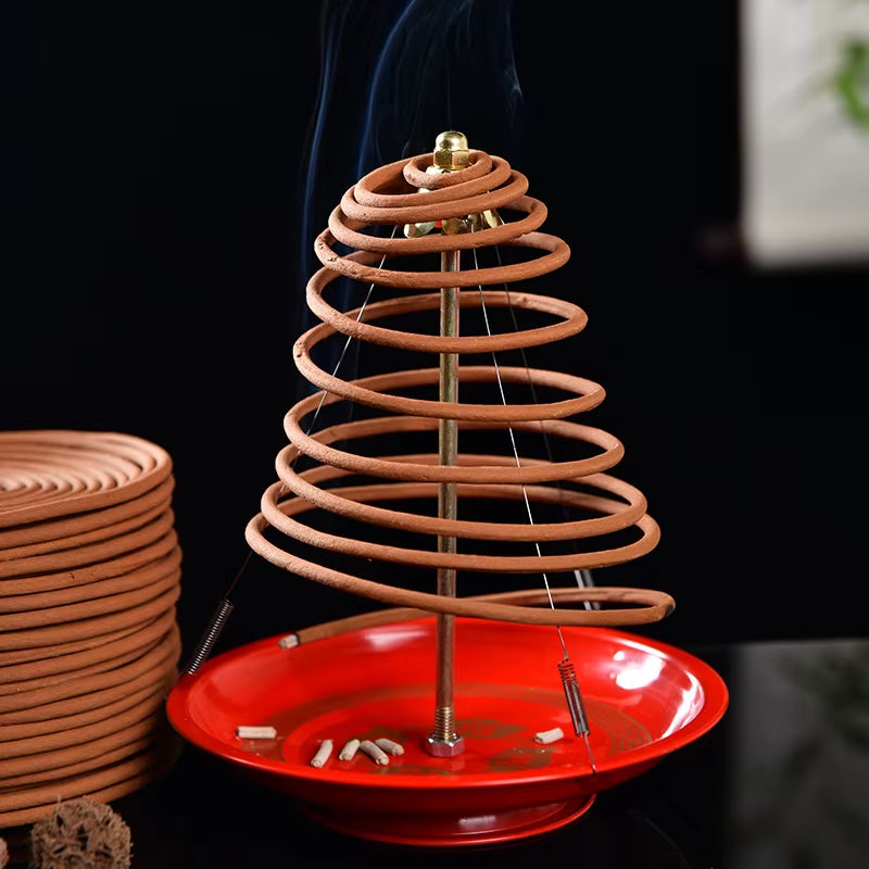 FY 24/12 Hours Coil Incense Household Buddha Sandalwood Wormwood Incense Coil Optional Red Incense Holder Toilet Deodorization