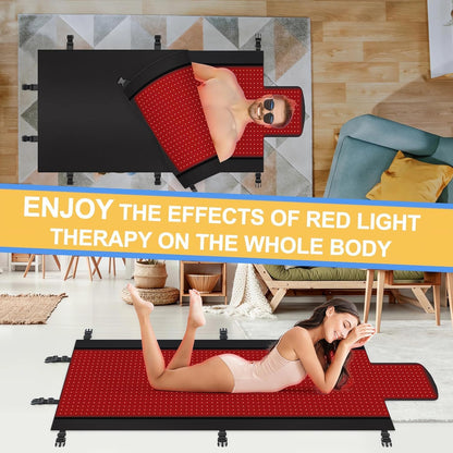 2024 New 3100Pcs Dual Wavelength LED Beads 660Nm&850Nm Red Light Therapy Mat Full Body Used to Relieve Pain 71''X 33''（Black）