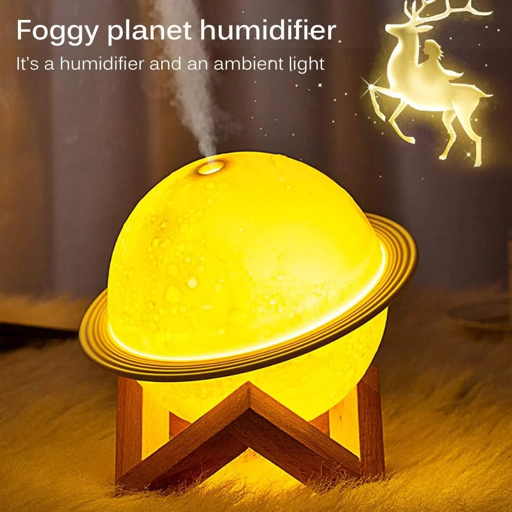 3D Moon Lamp Humidifier, 2 in 1 LED Night Light & Humidifier for Home with Stand, 200ML