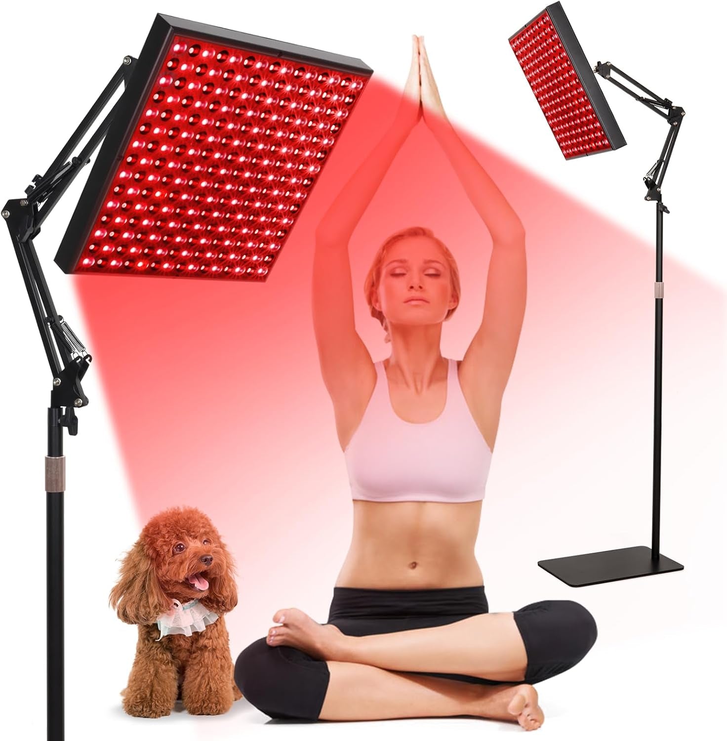 12.2" Squard Red Light Therapy for Face and Body, Adjustable Height Stand, 660Nm Red Light Therapy & 850Nm Infrared Light Therapy Device, Skin