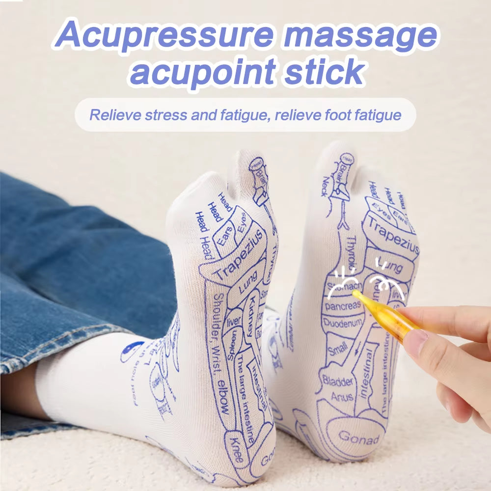 Foot Massage Socks Acupressure Reflexology Socks Foot Point Tool Physiotherapy Sock with Stick Massage Foot Point Diagram Socks